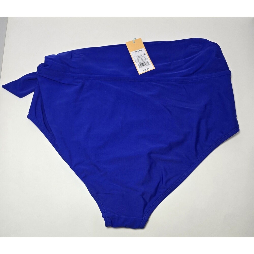 Kona Sol Swimsuit Bottom Womens Large Blue High-Waist Side Tie NEW - Picture 2 of 7